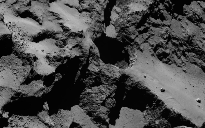 Uno de los pozos captados por Rosetta en el cometa 'Chury'.