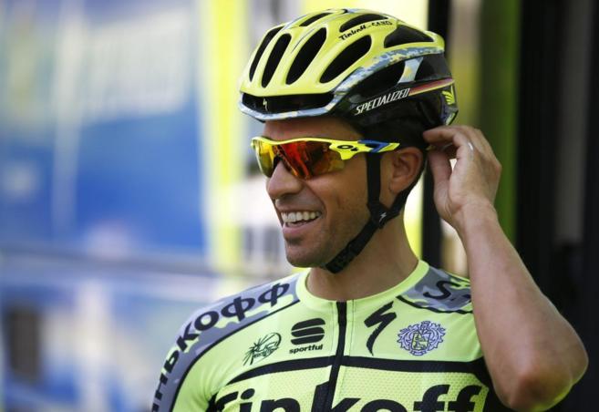 Alberto Contador (Tinkoff), durante una sesin de entrenamiento para...