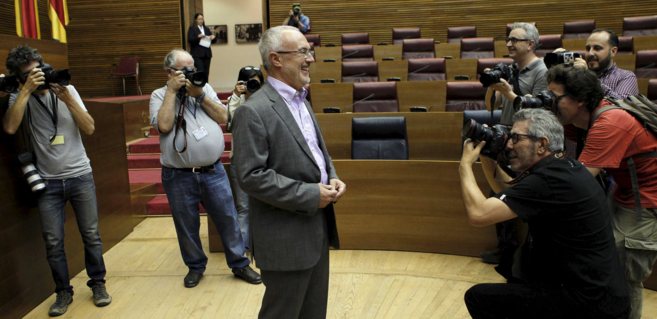 El portavoz de Podemos en las Cortes, Antonio Montiel, en el...