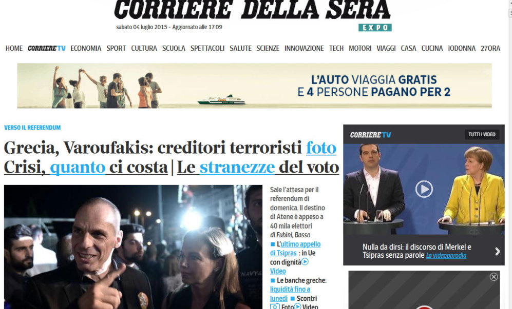 Corriere Della Sera hace referencia a la entrevista de Varufakis en su...