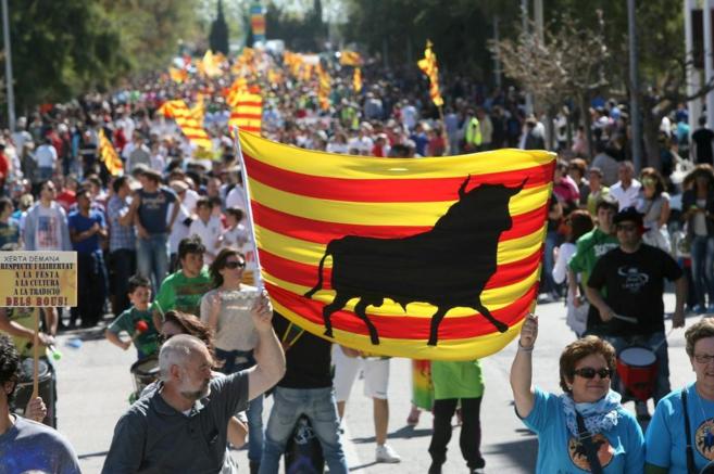 Manifestación pro taurina celebrada en Amposta el pasado mes de marzo