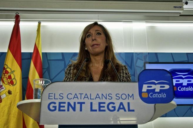 Alícia Sánchez-Camacho en la sede del PP catalán