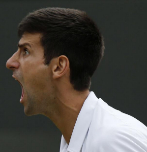 Serbia's Novak Djokovic reacts after breaking the serve of South...