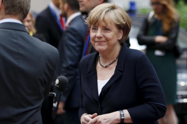 Angela Merkel, a su llegada a la cumbre de jefes de Estado y de...