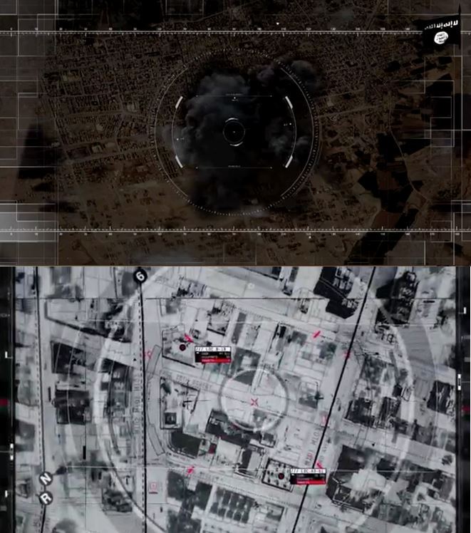 Arriba, imagen area con efecto satlite de un viseo del IS...