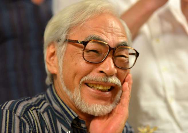 Hayao Miyazaki durante la rueda de prensa de su nuevo proyecto.