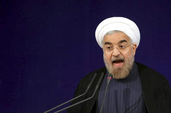 El presidente de Irán, Hasan Rohani, en una rueda de prensa en...