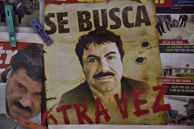 Un cartel con la cara del "El Chapo".