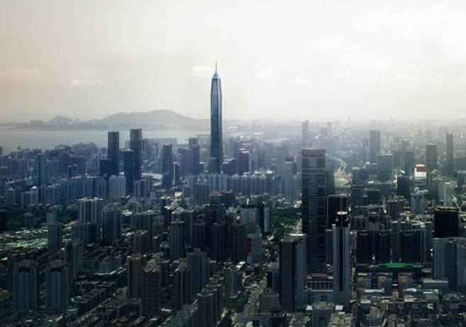 Imagen realizada por ordenador de lo que ser el Skyline de Shenzhen...