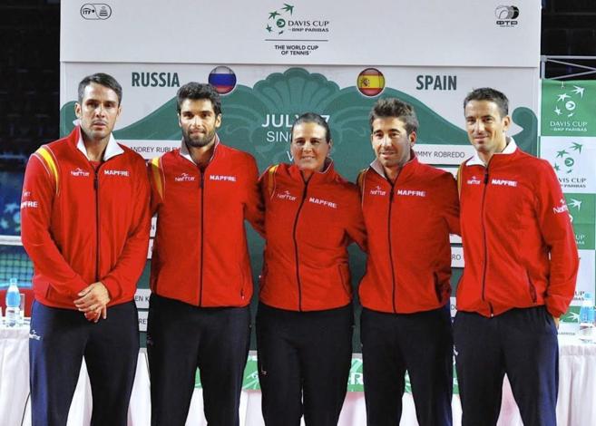 El equipo espaol de Copa Davis en la eliminatoria ante Rusia