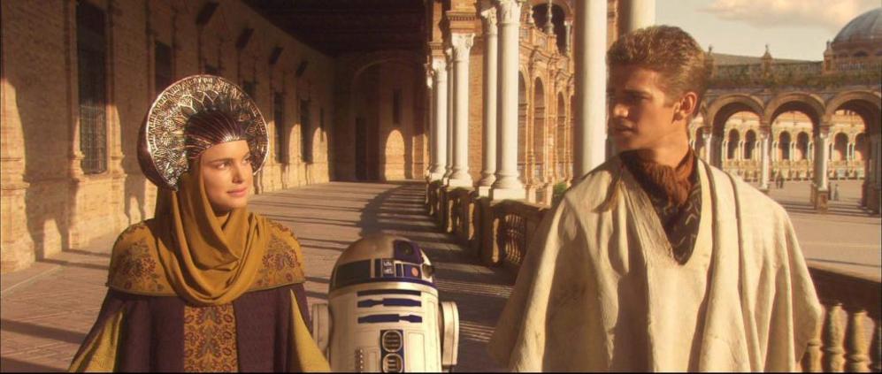 Amidala y Annakin Skywalker en la Plaza de Espaa de Sevilla.
