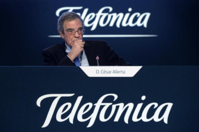 El presidente de Telefnica, Csar Alierta, durante la Junta de...