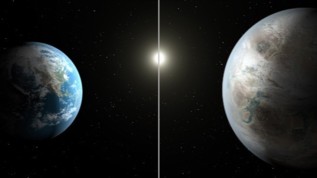 Comparacin del Kepler 452b y su estrella con la Tierra y el Sol.