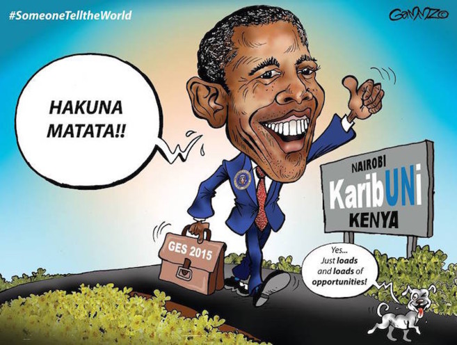 Una caricatura de Barack Obama.