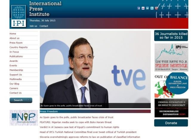 Portada de la pgina web del IPI, con una imagen de Mariano Rajoy.