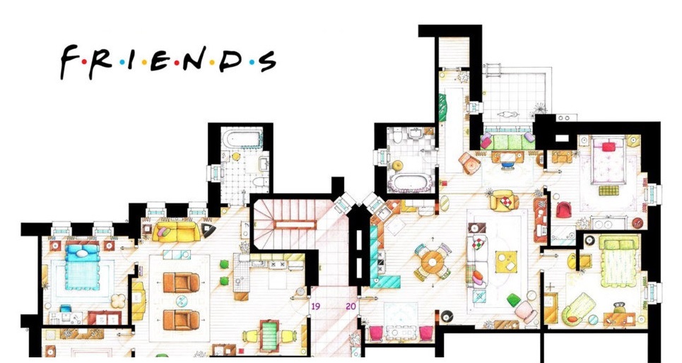 Apartamentos de Chandler y Joey (izquierda) y Monica y Rachel...