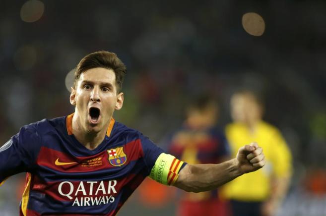 Lionel Messi celebra su segundo gol en Tiflis.