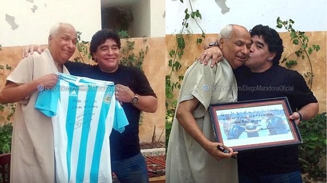 Maradona con el ex árbitro Ben Nasser