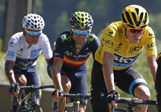 Froome, Valverde y Quintana en la pasada edicin del Tour. Los tres...