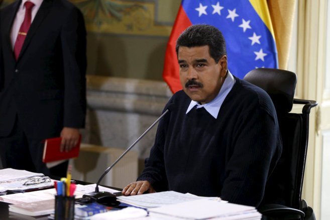 El presidente venezolano, Nicols Maduro, durante una intervencin...