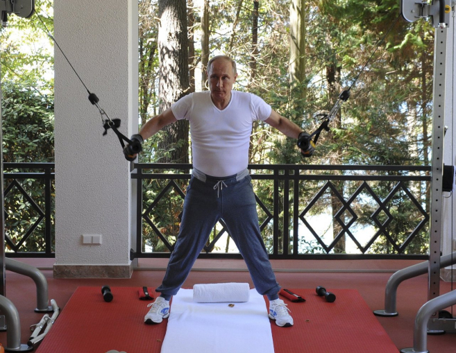 El presidente ruso, Vladimir Putin, durante un entrenamiento en en su...
