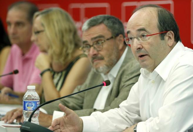 Miquel Iceta durante la reunin de la comisin ejecutiva del PSC