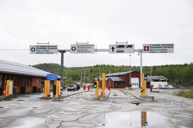 La entrada de la localidad de Storkskog, en el paso fronterizo entre...