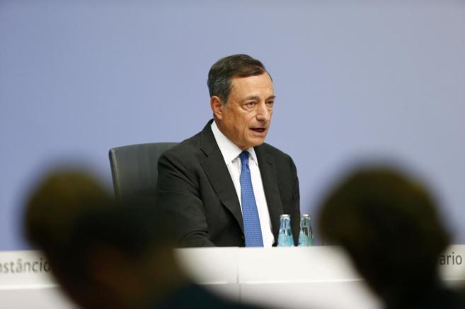 Mario Draghi, durante la rueda de prensa posterior a la reunión del...