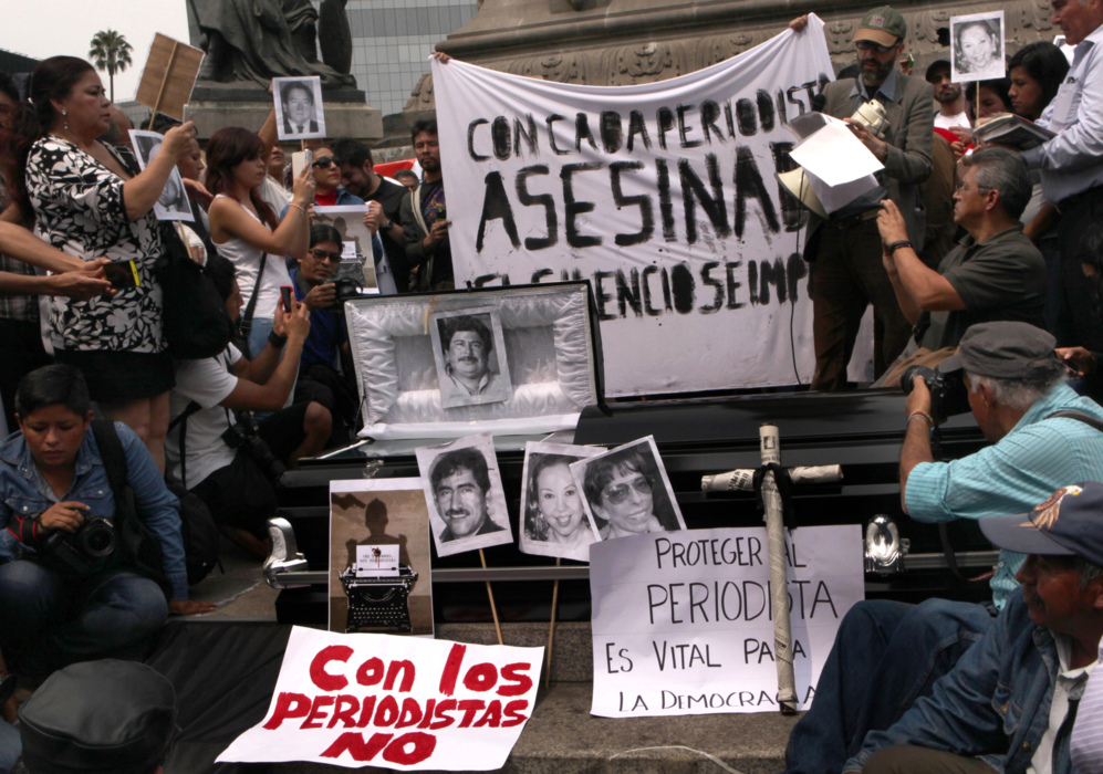 Protestas por la muerte del periodista Gregorio Jimnez en 2014.