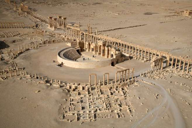 Parte de la ciudad antigua de Palmira antes de ser dominada por el...