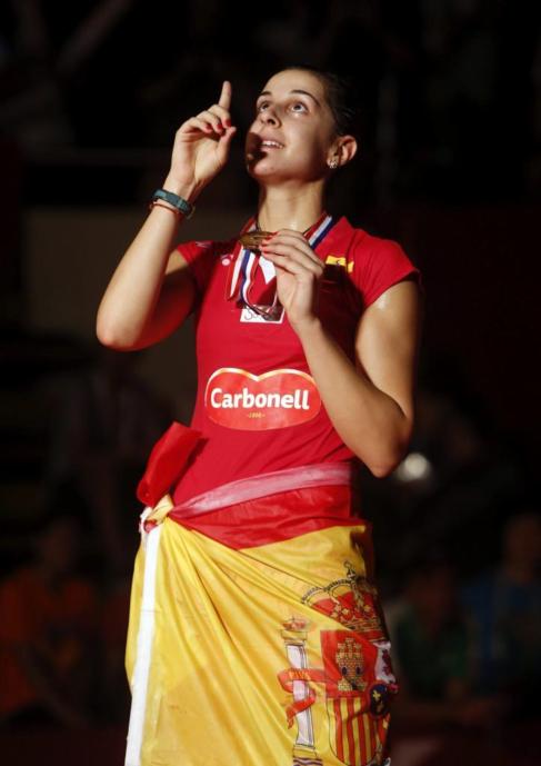 Carolina Marn con la medalla de oro del ltimo Mundial en Indonesia