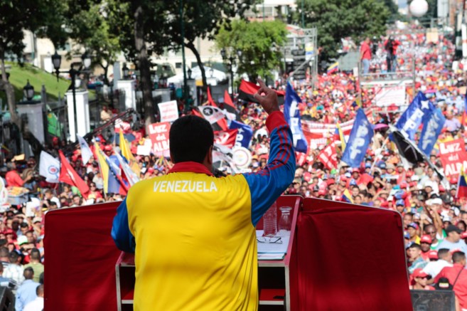 El presidente de Venezuela, Nicols Maduro, durante un mtin en...