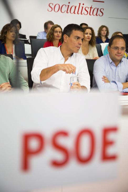 Snchez, en la reunin de la ejecutiva del PSOE de hoy.