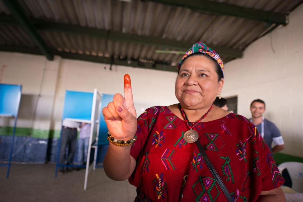 La lder indgena guatemalteca y premio Nobel de la Paz, Rigoberta...