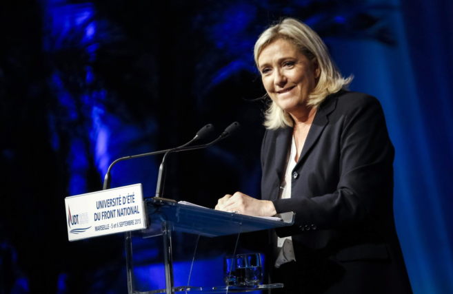 Marine Le Pen durante un mitin de su partido, el Frente Nacional, en...