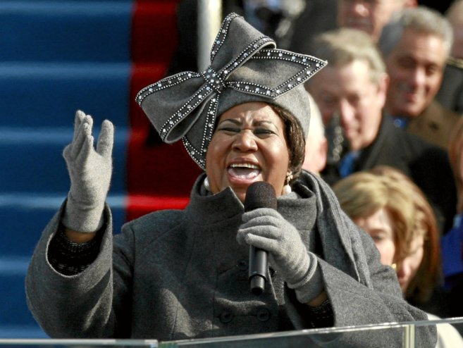 Aretha Franklin, durante la ceremonia de proclamación de Barack...