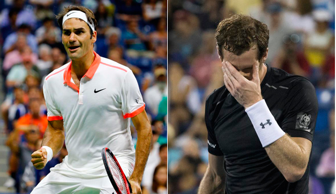 Rogerer Federe y Andy Murray durante sus encuentros de octavos del...