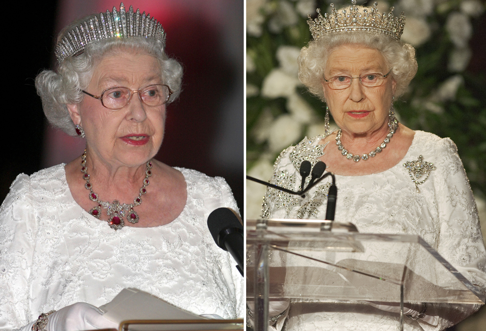 En los banquetes oficiales la reina cambia los sombreros por las...