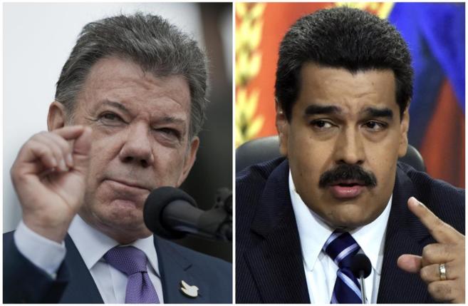 Los presidentes de Colombia y Venezuela, Juan Manuel Santos y Nicols...