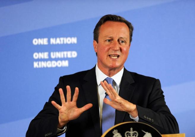 El premier britnico David Cameron en un discurso en Leeds.