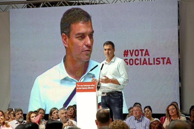 Pedro Snchez, durante un mitin del PSC en Tarragona.