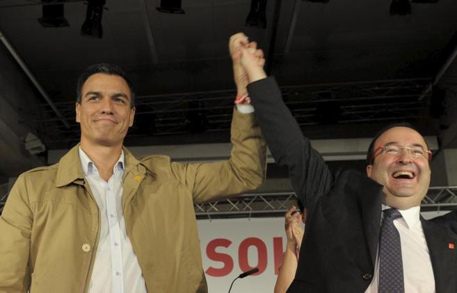 Sánchez e Iceta, en el acto de inicio de campaña electoral