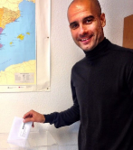 Pep Guardiola en el momento de su votacin.