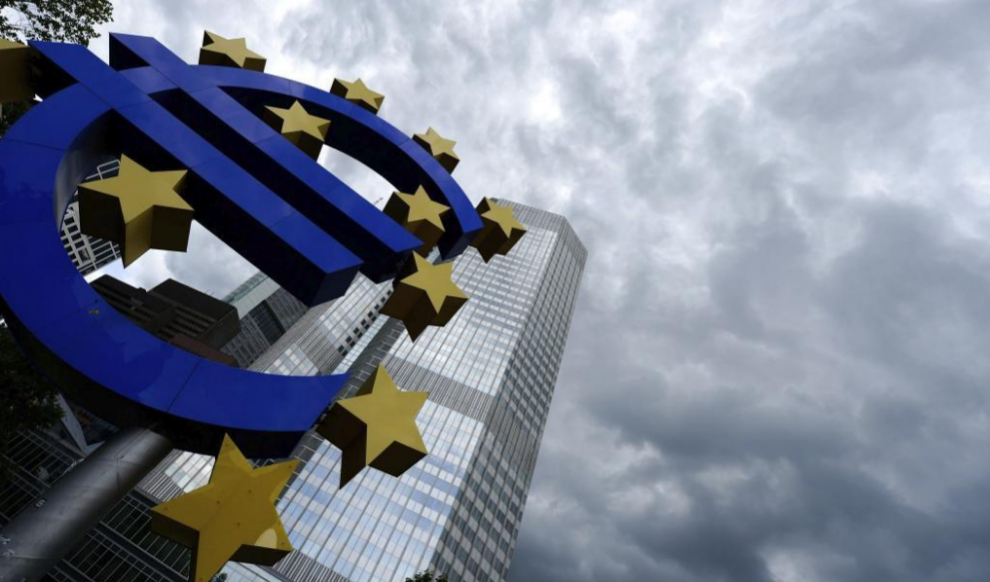 Imagen de la entrada del Banco Central Europeo (BCE), en Frncfort...