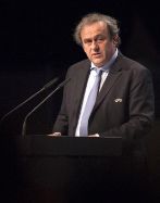 El presidente de la UEFA, Michel Platini, durante el congreso...