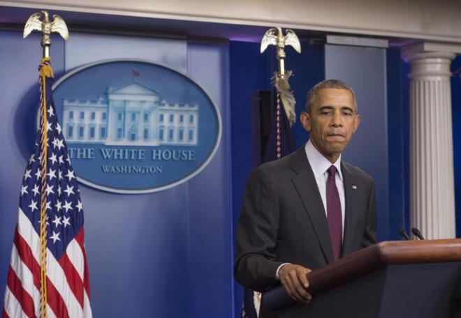 Barack Obama durante una comparecencia
