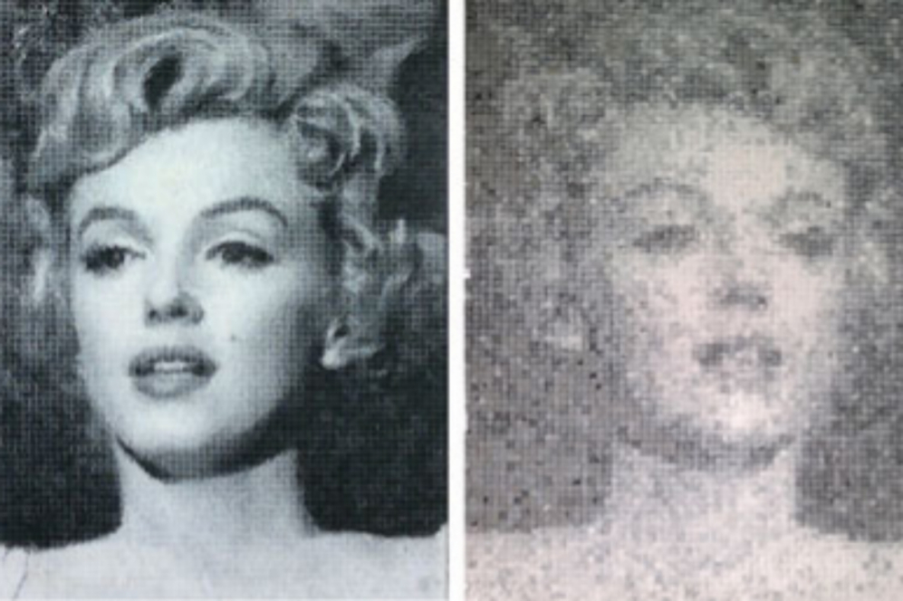 Resultado del anverso y reverso de un retrato de Marilyn Monroe.