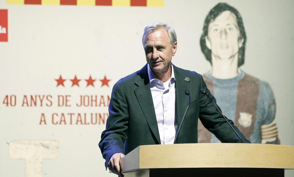 El exjugador y extcnico del FC Barcelona Johan Cruyff, durante la...