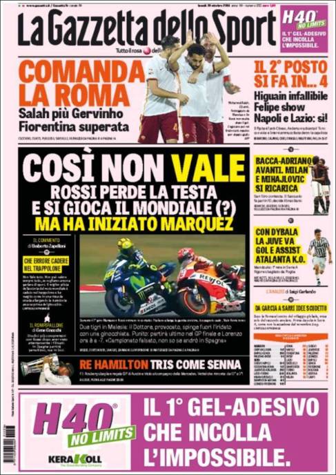 'As no vale'. Con este titular abre la Gazzeta dello Sport su...