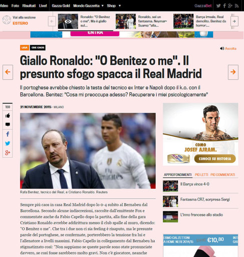<em>La Gazzetta dello Sport</em> y la cadena Fox informan sobre el...